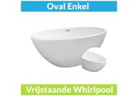 Wiesbaden Vrijstaande Whirlpool Oval 170x78x60 cm Luchtsysteem Mat Wit - thumbnail