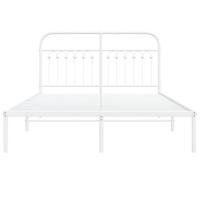 Bedframe met hoofdbord metaal wit 140x190 cm - thumbnail