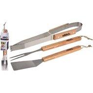 BBQ Gereedschap RVS/Hout 36cm 3-delig