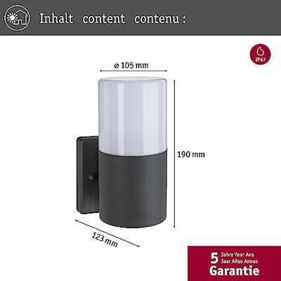 Paulmann Outd 230V Wandl Tubs grau 94649 Staande buitenlamp E27 Grijs