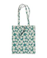 HEMA Canvas tas 35x41cm bloemen (groen) - thumbnail