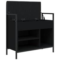 Schoenenbankje 65,5x32x57,5 cm bewerkt hout zwart - thumbnail