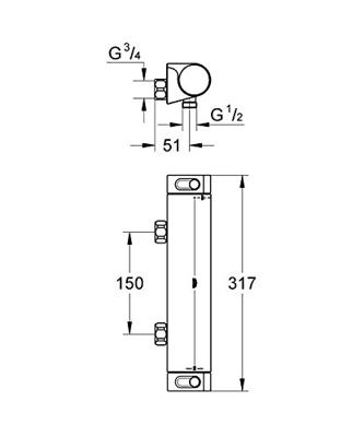 GROHE Grohtherm 2000 douchekraan thermostatisch chroom 34170001