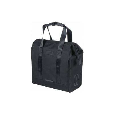 Basil grand fietsshopper - zwarte waterafstotende tas voor elektrische fietsen, 23l