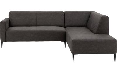 Goossens Bank Key West antraciet, micro leer, 2,5-zits, modern design met ligelement rechts