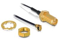 Delock WiFi-antenne Verlengkabel [1x IPEX-stekker - 1x RP-SMA-bus] 30.00 cm Grijs Vergulde steekcontacten - thumbnail