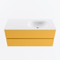 MONDIAZ VICA 110cm badmeubel onderkast Ocher 2 lades. Wastafel MOON rechts 1 kraangat, kleur Talc. - thumbnail