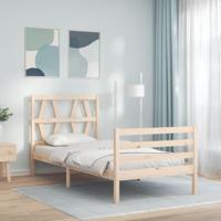 Bedframe met hoofdbord massief hout 90x200 cm - thumbnail
