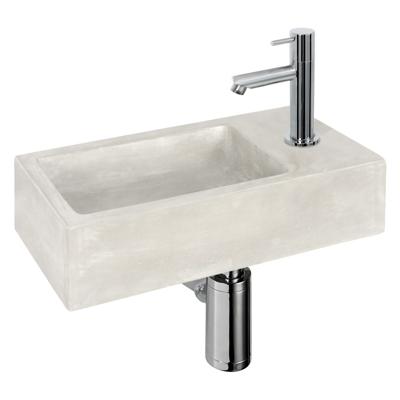 Fonteinset Differnz Ravo Beton 38.5x18.5x9 cm Licht Grijs Met Rechte Chroom Differnz