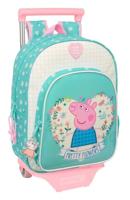 Schoolrugzak met Wielen Peppa Pig Pretty flowers Geel Munt 26 x 11 x 67 cm 26 x 34 x 11 cm - thumbnail