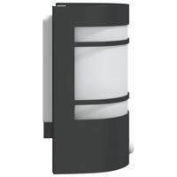 VidaXL Buitenwandlampen 2 st met sensors roestvrijstaal zwart - thumbnail