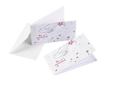 Amscan Uitnodigingskaarten met envelop be a mermaid 14 cm 8 stuks | 20 stuks