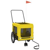 Hondenfietstrailer oxford stof en ijzer geel en zwart - thumbnail