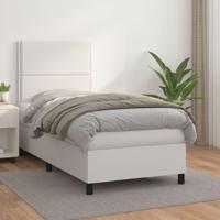 Boxspring met matras kunstleer wit 90x190 cm - thumbnail