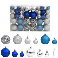 VidaXL Kerstballen 100 st 3/4/6 cm blauw en zilverkleurig - thumbnail