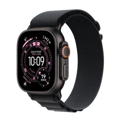 Apple Watch Ultra 3 GPS + Cellular - 49 mm - Zwarte titanium kast - Zwarte Alpine Loop-band - Medium