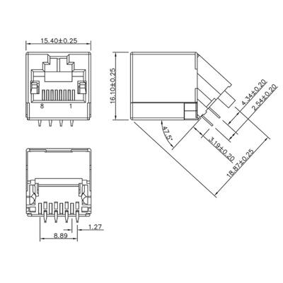 encitech RJJU-88-142-E7A-025 RJ45-connector 3257-0004-02 Bus, inbouw Aantal polen (sensoren) 8P8C Zwart 1 stuk(s)