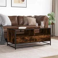 Salontafel 100x50x45 cm bewerkt hout en metaal gerookt eiken - thumbnail