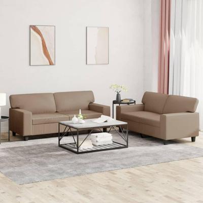 2-delige Loungeset kunstleer cappuccinokleurig