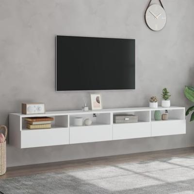 Tv-wandmeubels 2 st 100x30x30 cm bewerkt hout wit Tv-wandmeubels 2 st 100x30x30 cm bewerkt hout wit