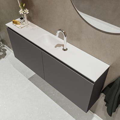 MONDIAZ TURE 120cm toiletmeubel dark grey. EDEN wastafel talc midden 1 kraangat
