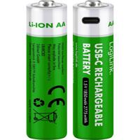 LogiLink LR6RCB2 Oplaadbare AA batterij (penlite) Li-ion 1850 mAh 1.5 V 2 stuk(s) - thumbnail