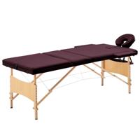 VidaXL Massagetafel inklapbaar 3 zones hout wijnpaars - thumbnail