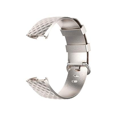 Fitbit Charge 3 & 4 siliconen diamant pattern bandje - Maat: Large - Champagne goud