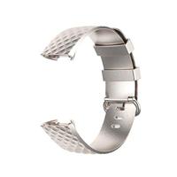 Fitbit Charge 3 & 4 siliconen diamant pattern bandje - Maat: Large - Champagne goud - thumbnail