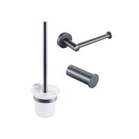 Fortifura Calvi Toiletset 3-delig - toiletrolhouder zonder klep - toiletborstel - handdoekhaak enkel rond - Geborsteld Gunmetal PVD SW721173 SW721172 SW1211592 - thumbnail