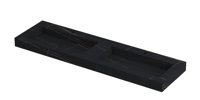 INK Pitch Wastafel Keramische Slab Bak Dubbel met Drain en Front en Side Skirts 2 Kraangaten - 1600x450x90 mm - Lauren Black Mat - thumbnail