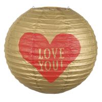 Papieren lampion Love met draadstalen frame (25 cm) - thumbnail