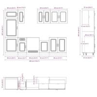 8-delige Keukenkastenset Kalmar bewerkt hout betongrijs - thumbnail