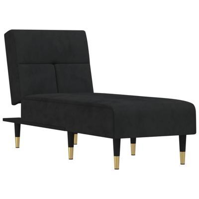 Chaise longue fluweel zwart