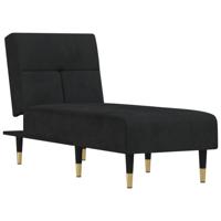 Chaise longue fluweel zwart - thumbnail