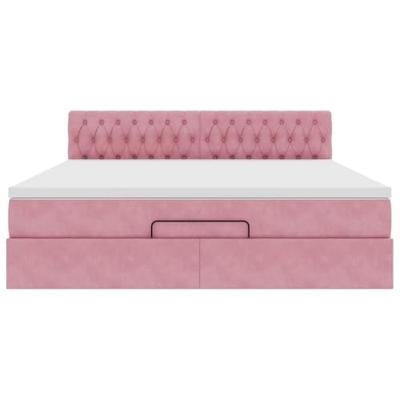 Ottoman bed met matras 180x200 cm fluweel roze