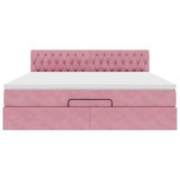 Ottoman bed met matras 180x200 cm fluweel roze - thumbnail
