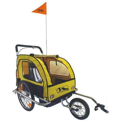 Kinderwagen met loopwiel - inklapbaar, 20 inch wielen, handrem, 2 kinderen, max 50 kg