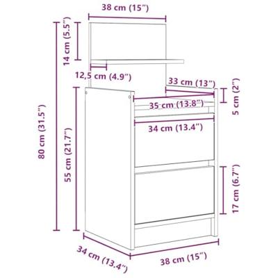 Nachtkastjes met 2 lades 2 st 38x34x80 cm bruin eikenkleurig Nachtkastjes met 2 lades 2 st 38x34x80 cm bruin eikenkleurig