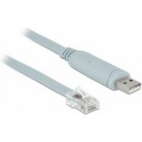 Delock 63911 Adapter USB 2.0 Type-A male > 1 x Serieel RS-232 RJ45 male 1,0 m grijs Delock 63911 Adapter USB 2.0 Type-A male > 1 x Serieel RS-232 RJ45 male 1,0 m grijs
