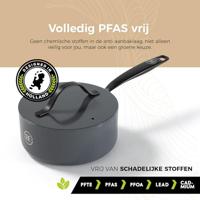 BE Living Steelpan met deksel ø 18 cm - keramische anti-aanbaklaag - PFAS-vrij - geschikt voor alle warmtebronnen - grijs - thumbnail