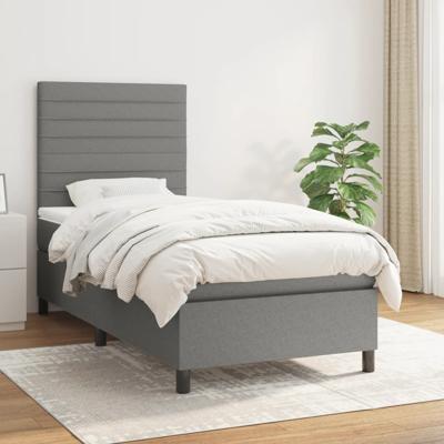 Boxspring met matras stof donkergrijs 120x200 cm - thumbnail