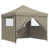 Partytent inklapbaar pop-up 3x3 mtr met 4 zijwanden taupe - thumbnail