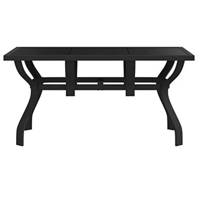 Tuintafel 140x70x70 cm staal en glas zwart Tuintafel 140x70x70 cm staal en glas zwart