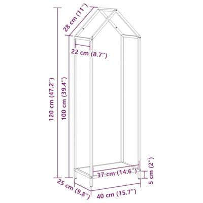 Brandhoutrek 40x25x120 cm koudgewalst staal wit