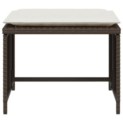 Tuinstoel met voetenbank poly rattan bruin