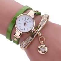 Mode vrouwen casual armband lederen band Watch (groen) - thumbnail