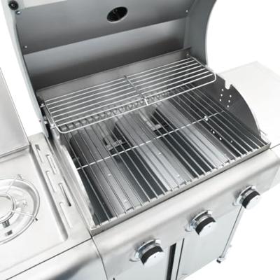 VidaXL Gasbarbecue met 4 branders roestvrij staal zilverkleurig - thumbnail