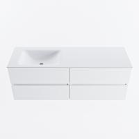 MONDIAZ VICA 140cm badmeubel onderkast Talc 4 lades. Wastafel CLOUD links 1 kraangat, kleur Talc. - thumbnail