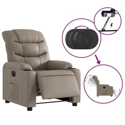 Fauteuil verstelbaar elektrisch kunstleer cappuccinokleurig